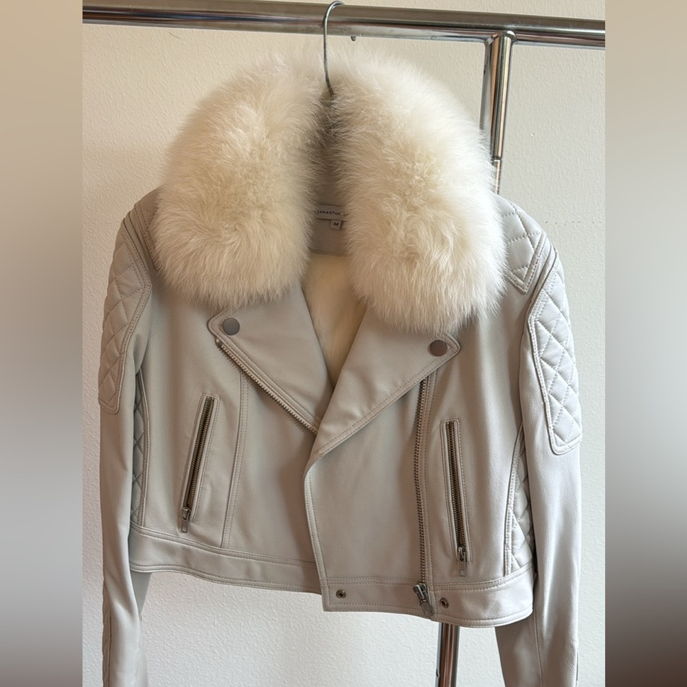 White Fur and Leather moto jacket